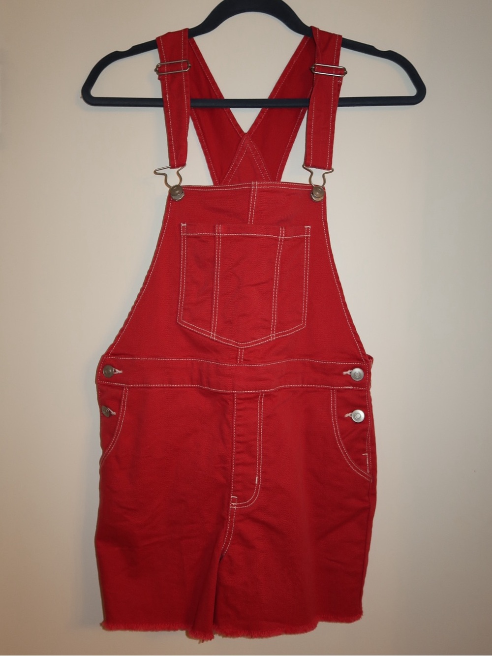 No Boundaries Red Denim Overall Skirt